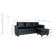 Deco L Shape Sofa Black