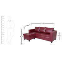 Deco L Shape Sofa Maroon