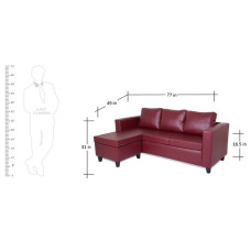 Deco L Shape Sofa Maroon