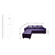 Deco L Shape Sofa Purple